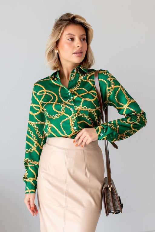 Блузка ТБ-34 цепи-зеленый - Angelika фото 5
