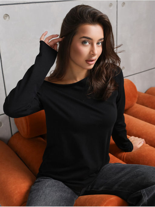 Лонгслив Плечо Черный - София фото 3