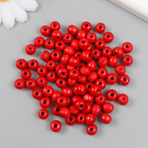 Цена за 2 шт. Бусины для творчества дерево "Красные" d=0,8 см набор 20 гр