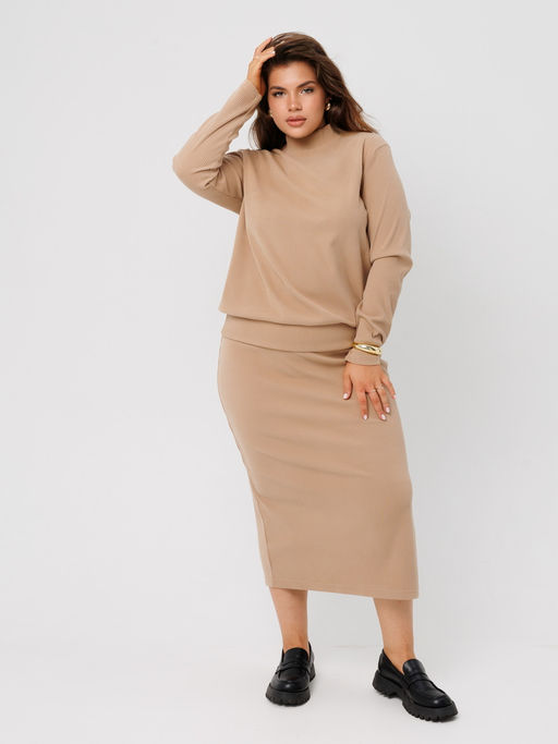 Костюм женский К-242 (лапша Софт г/к) Бежевая