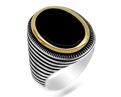Мужское кольцо из серебра оникс, ТМК-10-1