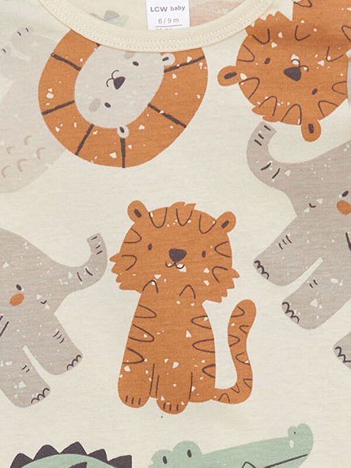 Bisiklet Yaka Timsah Bask?l? Erkek Bebek Tulum