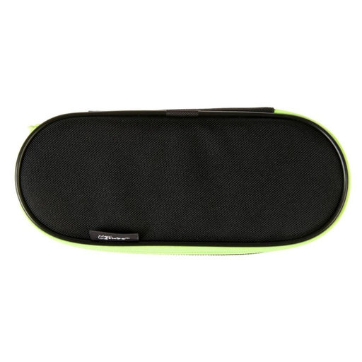 Пенал - футляр Calligrata Black, 85×210×50 мм, с откидной планкой, мягкий, текстильный, чёрный/ярко-салатовый