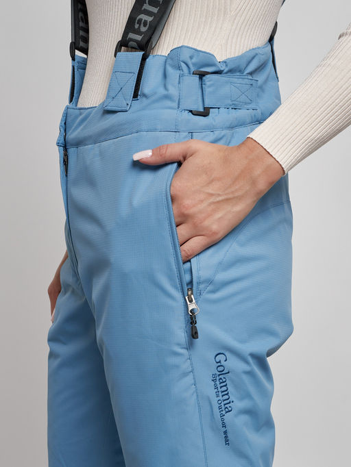 Полукомбинезон утепленный женский зимний горнолыжный голубого цвета 7601Gl - Colannia фото 10