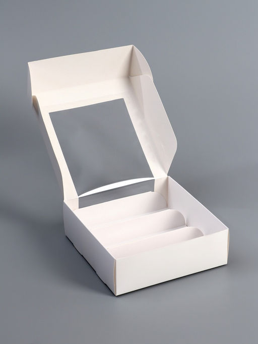 Коробка складная, под 3 эклера, белая, 15×15×6 см