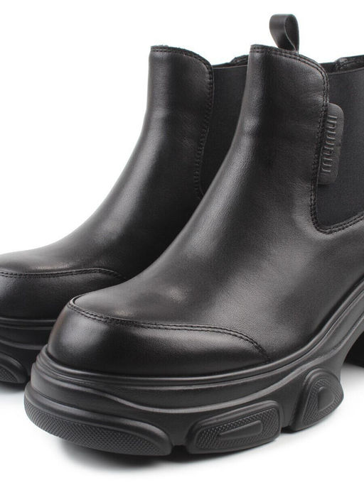 01-H23B-40A BLACK Ботинки демисезонные женские (натуральная кожа, байка)