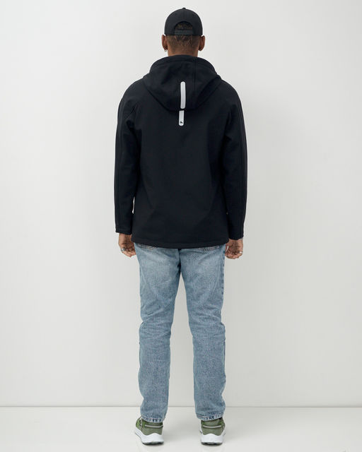 Ветровка спортивная мужская с капюшоном softshell черного цвета 9563Ch - Mtforce фото 7