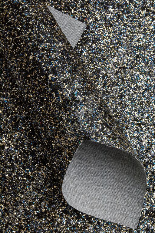 Кожзам "Крупные блестки" А4 (5 листов) SF-5983, черный №3