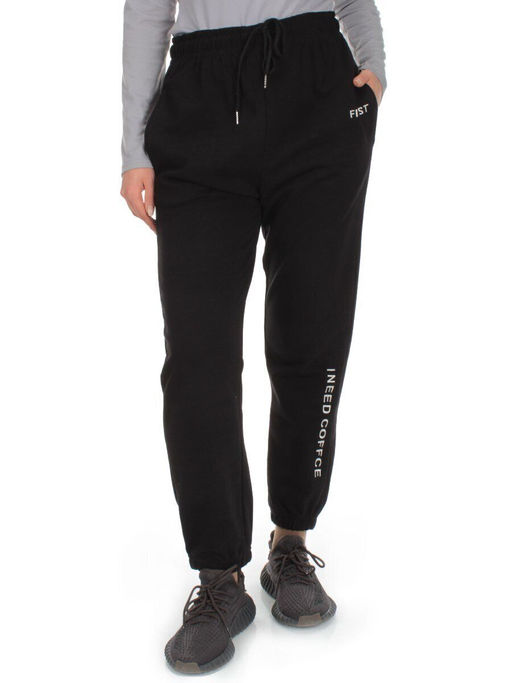 J-02 BLACK Брюки спортивные женские (85% хлопок, 15% полиэстер)