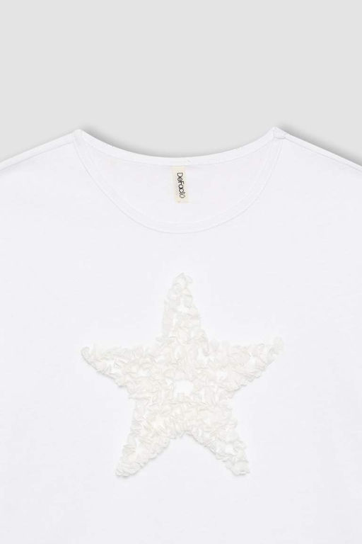 Белая футболка Relax Fit с короткими рукавами для девочек - Defacto фото 10