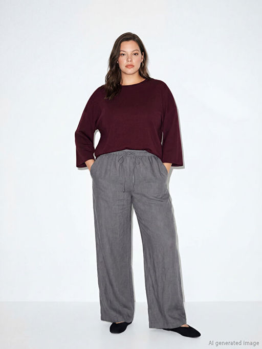 Beli Lastikli Modal Kar???ml? Kad?n Pantolon