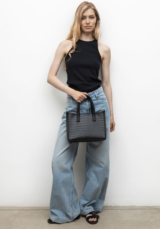 Сумка Модель №1632 | кожзам | крокодил | черный | Р920-1 | 33395 - L-craft фото 9