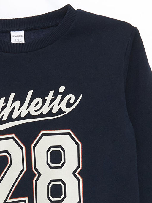 Yaz? Bask?l? Erkek ?ocuk Kal?n Sweatshirt