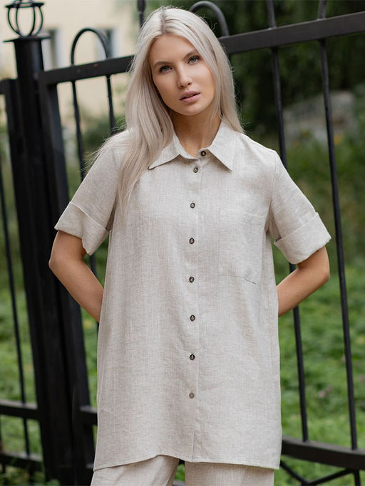 Рубашка блузка лен 57%, вискоза 43%