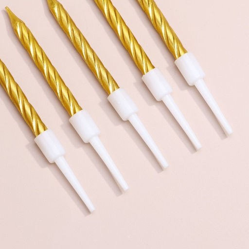 Набор свечи в торт Спираль, 200шт, 5 см, золотой металлик - Страна карнавалия фото 7