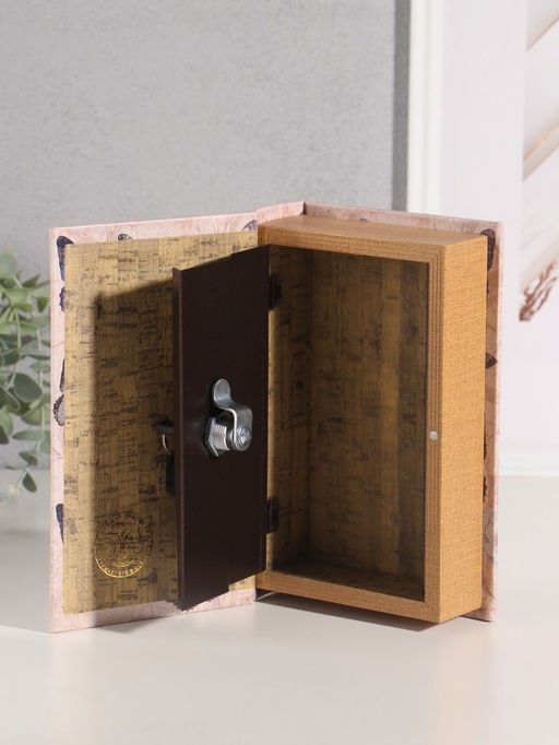 Шкатулка книга - сейф «Синие бабочки» дерево, искусственная кожа, 21×13×5 см