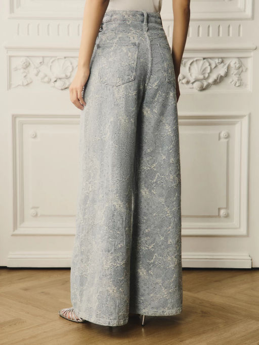 Джинсы WIDE LEG с высокой посадкой с жемчужной цепью / Zarina