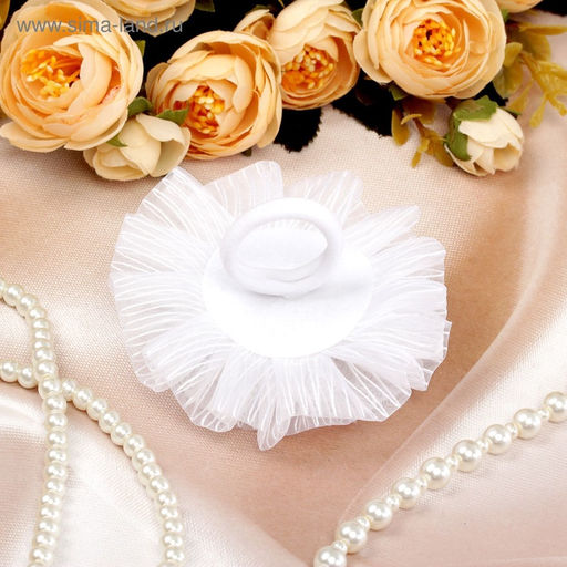 Цена за 6 шт. Бант для волос на резинке «Школьница», полосатик роза, d=9 см, белый