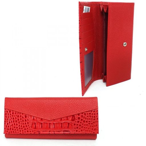 Портмоне женское Croco-ПР-972 натуральная кожа 2 отд, 8 карм, алый флотер/красный КЛ (128/96) 237116