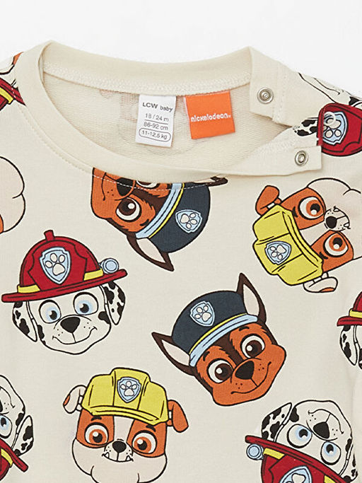 Bisiklet Yaka Uzun Kollu Paw Patrol Bask?l? K?z Bebek Pijama ?st - Waikiki фото 2