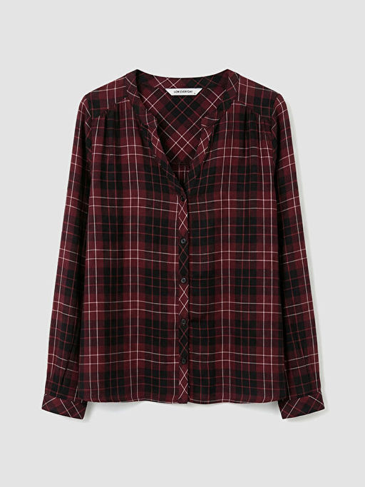 Ka??k Yaka Ekose Oversize Bluz