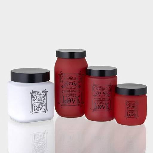 Банка для сыпучих «Любовь на кухне», 1 л, стекло, белая