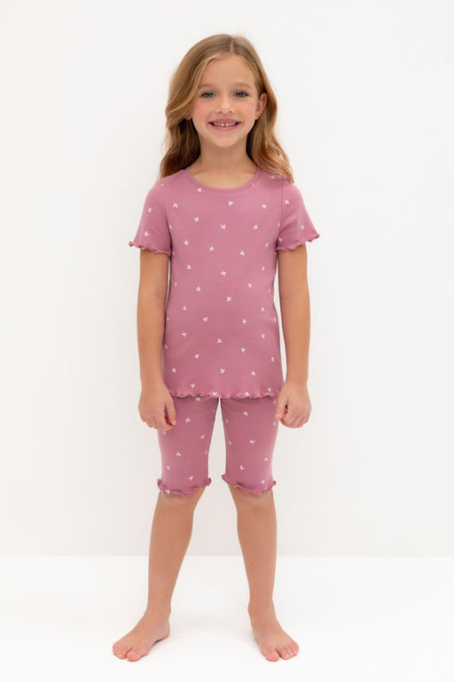 К 1632/пепельная роза,мини листики пижама для дев