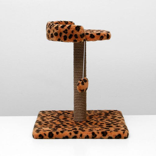 Когтеточка малая Арена с игрушкой, 40 х 40х 55 см, джут, леопард - Пижон фото 2