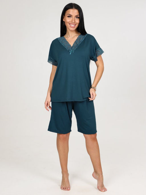033 ДОМАШНИЙ КОСТЮМ ЖЕНСКИЙ (шорты) (Изумруд) - А-дина фото 2