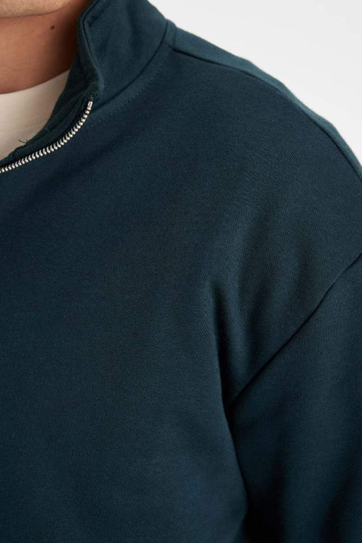 Толстовка Comfort Fit на молнии с воротником-стойкой - Defacto фото 5