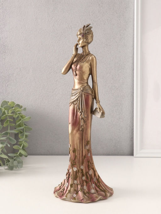 Фигурка полистоун «Агнесс в платье 20-30-х годов с розами», 11.5×10×31.5 см