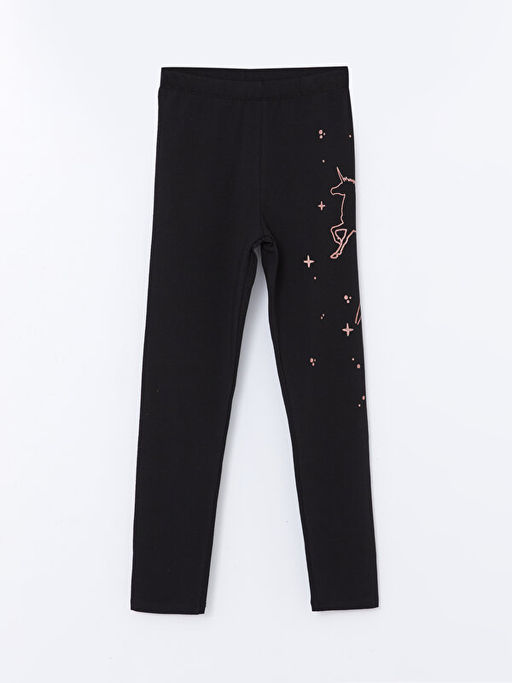 Beli Lastikli Bask?l? K?z ?ocuk Uzun Tayt