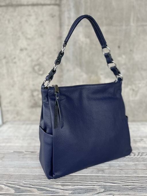Женская кожаная сумка хобо 8919-9 Дарк Блу
