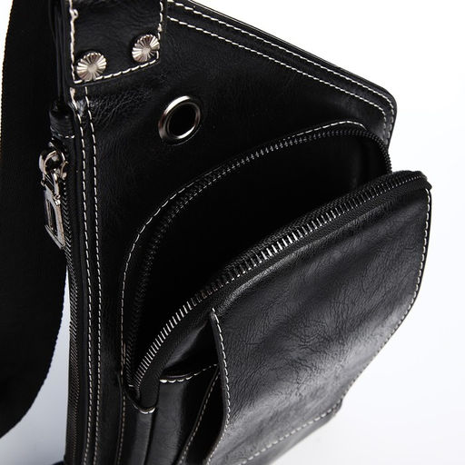 Сумка слинг мужская из искусственной кожи, цвет чёрный - Simaland фото 7