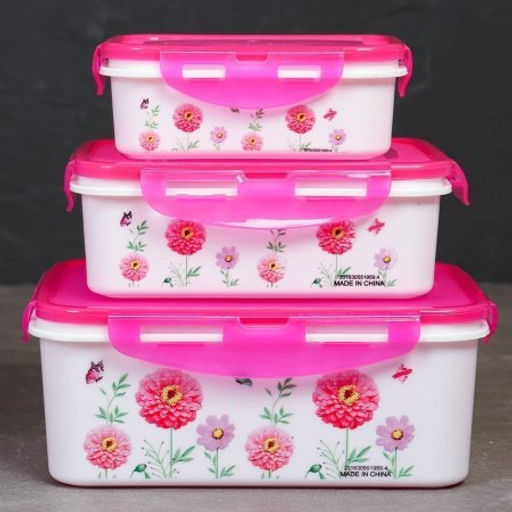 Салатник прямоугольный 3 штуки с крышками / 128 /уп 84/ 270, 560, 1200 мл - Галеонтрейд фото 3