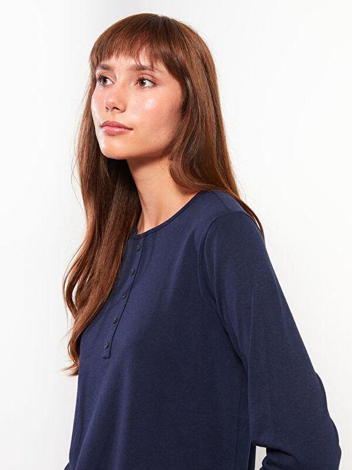 Bisiklet Yaka D?z Uzun Kollu Kad?n Ti??rt