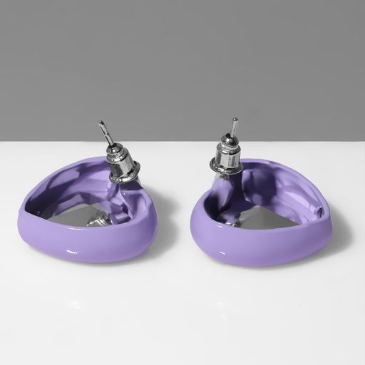 Серьги пластик «Сердечки» в рамке, цвет оранжево-фиолетовый