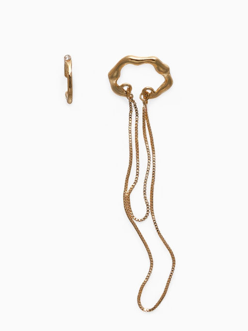 Серьги каффы Водопад набор 2 шт. стразы, цвет золото