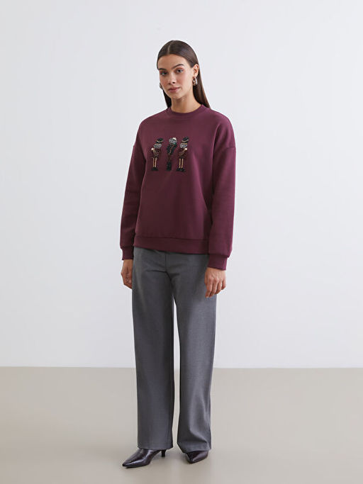 ??lemeli Kad?n Kal?n Sweatshirt Tunik