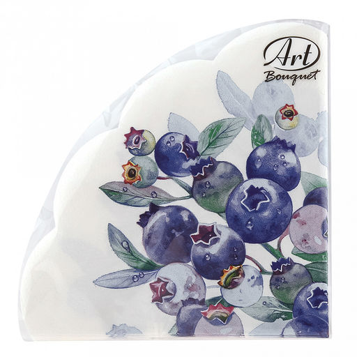 Салфетки бумажные Art Bouquet Rondo д32см, 3-х слойные, 12 штук в упаковке, 100% целлюлоза, Черника (Россия)  фото 2