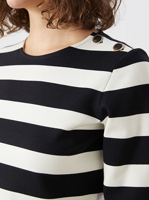 Bisiklet Yaka ?izgili Kad?n Ti??rt