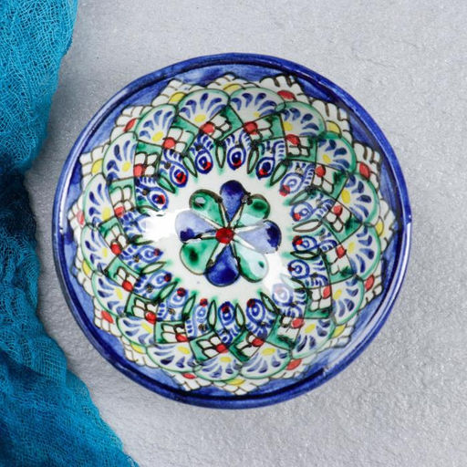 Пиала Риштанская Керамика Узоры, 11 см, большая, микс - Шафран фото 9