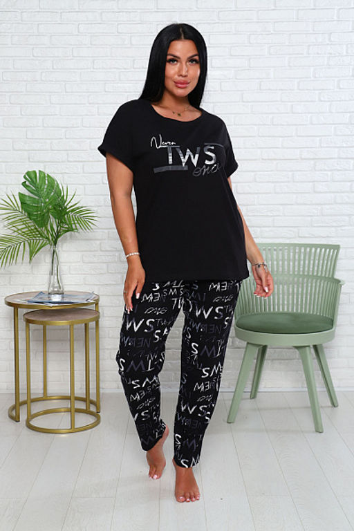 Костюм с брюками чинос, принт, черный (911-1) - Плиона фото 2