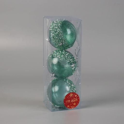 Ёлочные игрушки Эйдонс, шары новогодние, набор d=8 см, 3 шт., зелёный - Зимнее волшебство фото 5