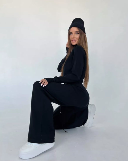 K13194 Костюм тройка: джемпер, брюки, шапка ЧЕРНЫЙ