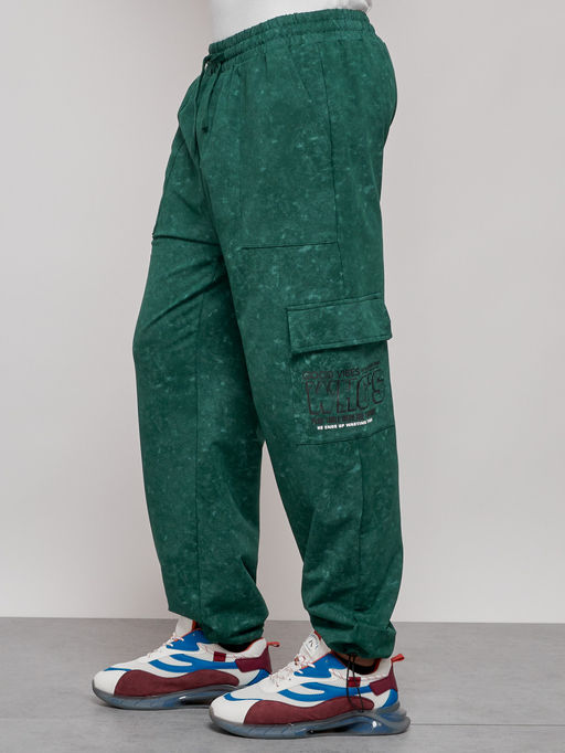 Широкие спортивные брюки трикотажные мужские зеленого цвета 12932Z - Mtforce фото 10