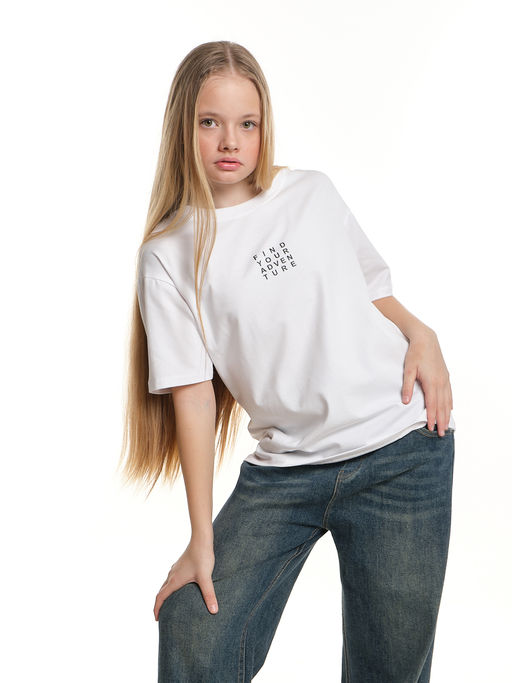 Футболка с принтом 22-9019 белый - Mini maxi фото 5