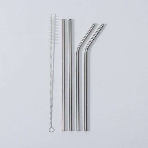 Набор металлических трубочек Ice, 4 шт, 21 см, с ёршиком - Доляна фото 6