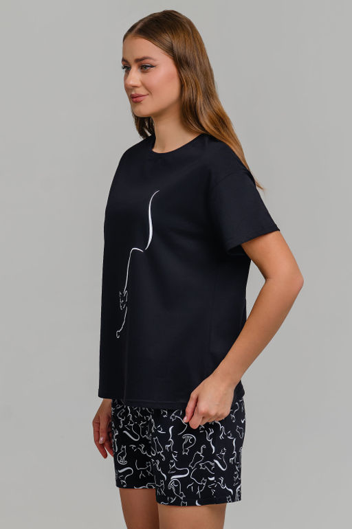 Арт. 9149 Пижама с шортами 42-50 (5 шт) Цвет:верх-черный,белый,низ-черный,белый - Калинка фото 13