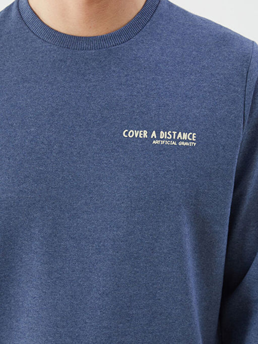 Bisiklet Yaka Uzun Kollu Bask?l? Erkek Sweatshirt